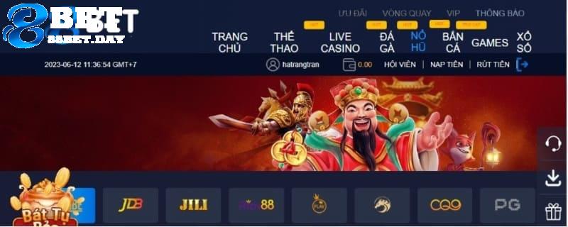 Vào mục Nổ hũ trên giao diện nhà cái 88bet